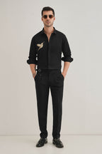 Birdie(Bird)- Hand Embroidered Designer Shirt - Black
