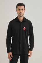 Biological Heart- Hand Embroidered Designer Shirt - Black