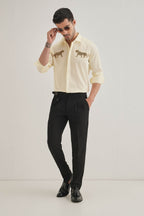 Bobcat - Hand Embroidered Designer Shirt - Ivory