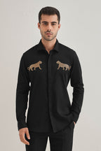 Bobcat - Hand Embroidered Designer Shirt - Black