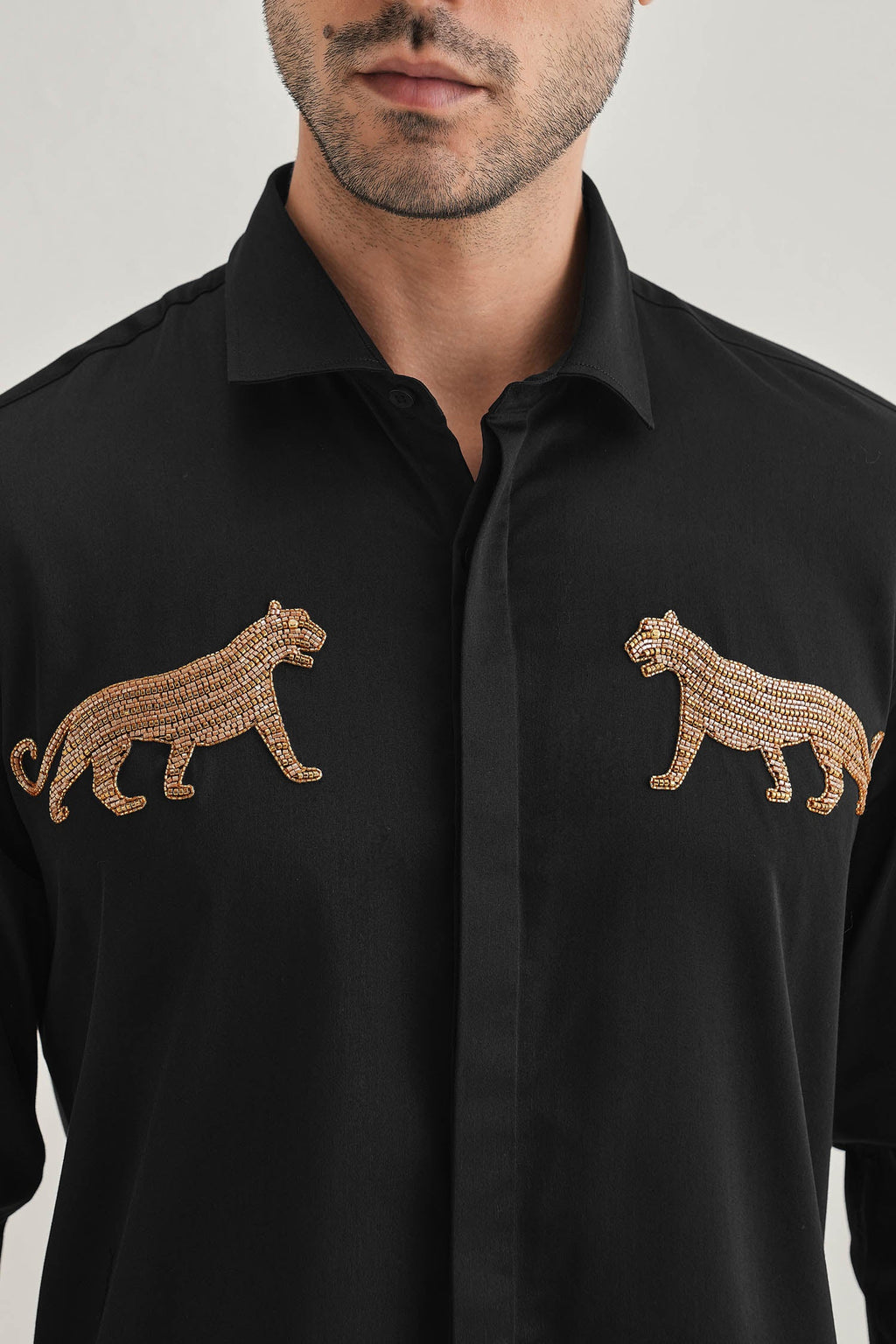 Bobcat - Hand Embroidered Designer Shirt - Black