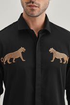 Bobcat - Hand Embroidered Designer Shirt - Black