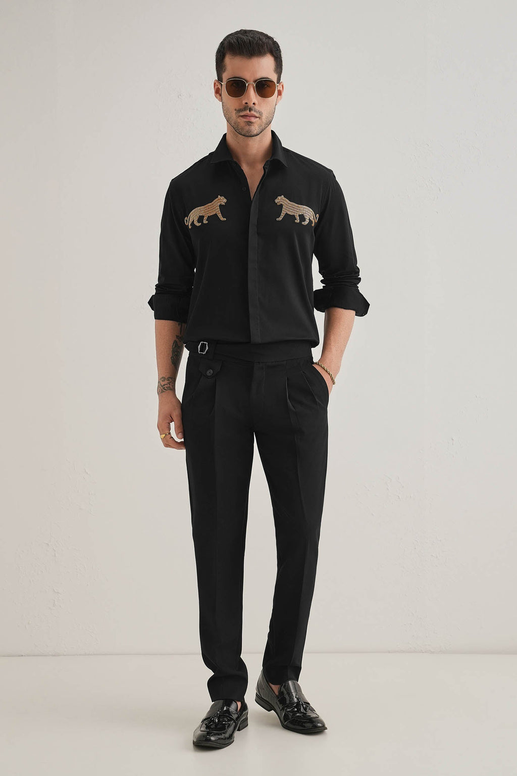 Bobcat - Hand Embroidered Designer Shirt - Black