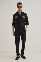 Bobcat - Hand Embroidered Designer Shirt - Black