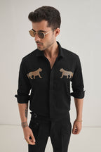 Bobcat - Hand Embroidered Designer Shirt - Black