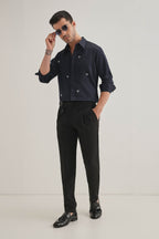 Little Heart Hand Embroidered Designer Shirt - Navy