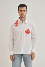 Octopod(Octopus) - Hand Embroidered Designer Shirt - White