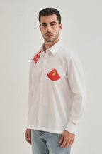 Octopod(Octopus) - Hand Embroidered Designer Shirt - White