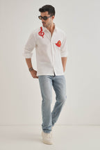 Octopod(Octopus) - Hand Embroidered Designer Shirt - White