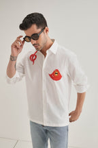 Octopod(Octopus) - Hand Embroidered Designer Shirt - White