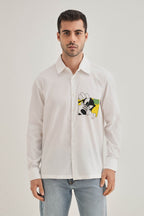 Goofy Hand Embroidered Designer Shirt - White