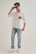 Goofy Hand Embroidered Designer Shirt - White