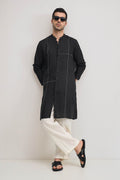Couplet-Irish Linen Kurta - Black