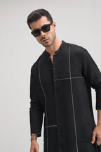 Couplet-irish Linen Kurta - Black