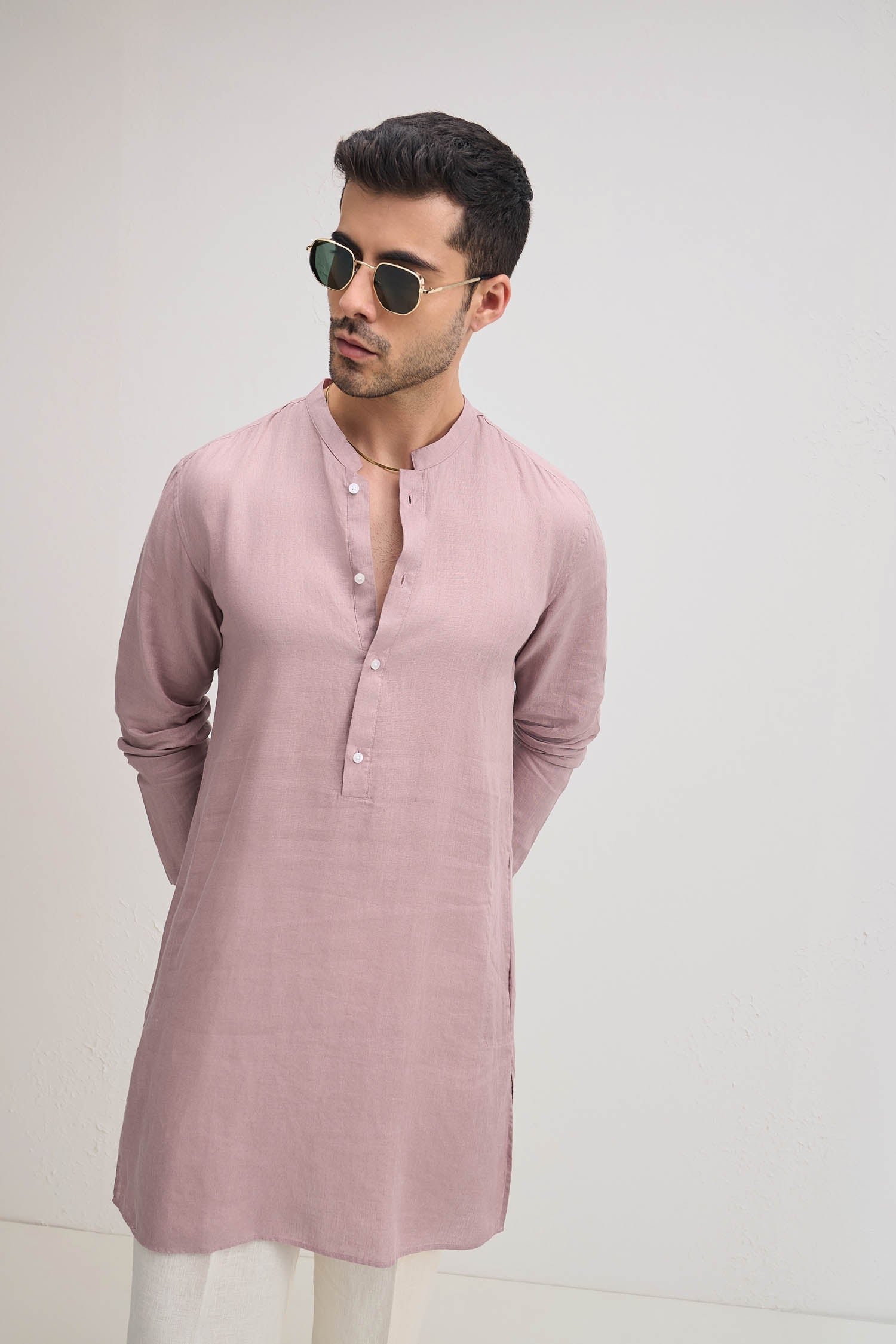 Irish Linen Kurta - Dusky Pink