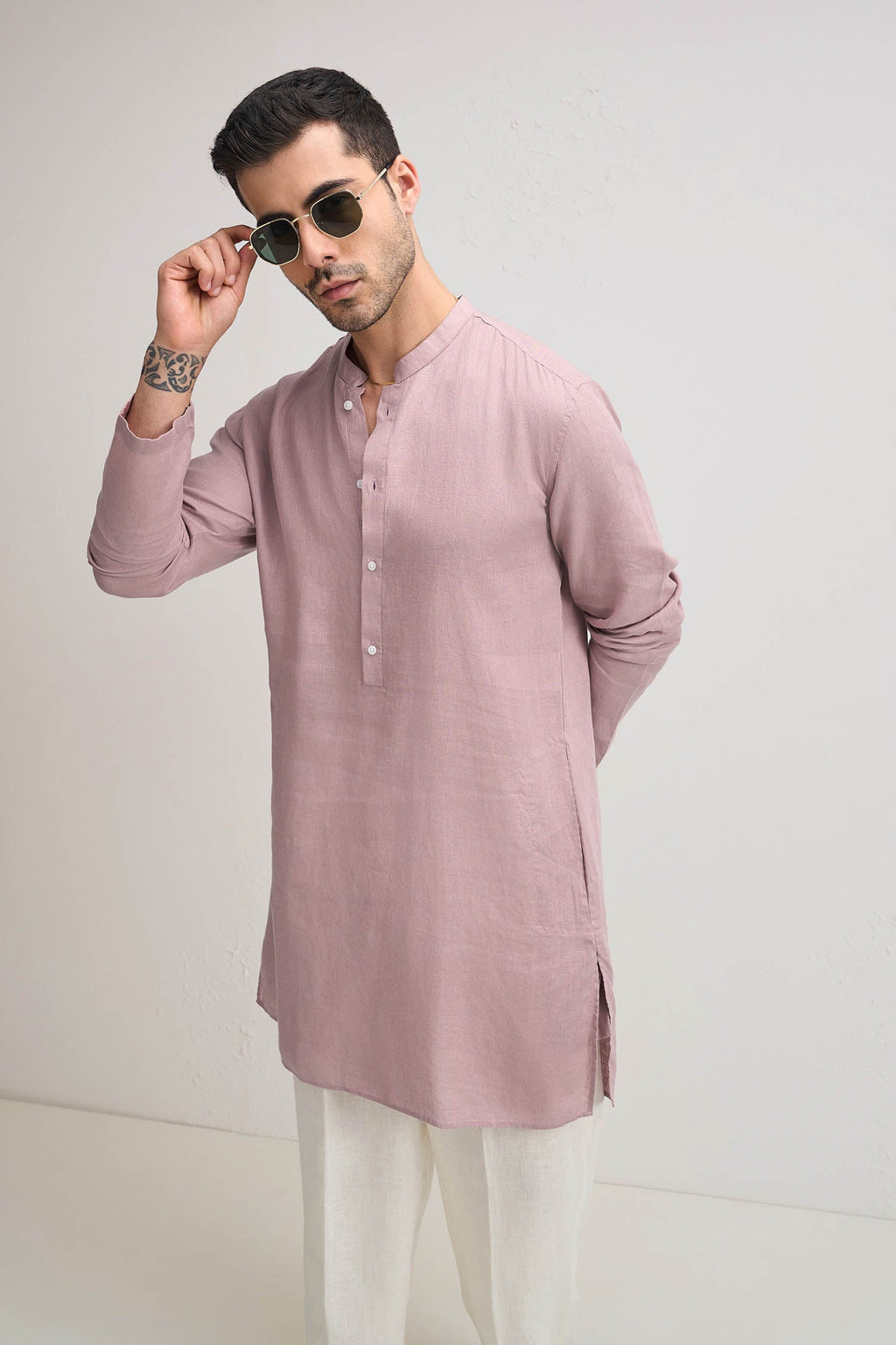 Irish Linen Kurta - Dusky Pink