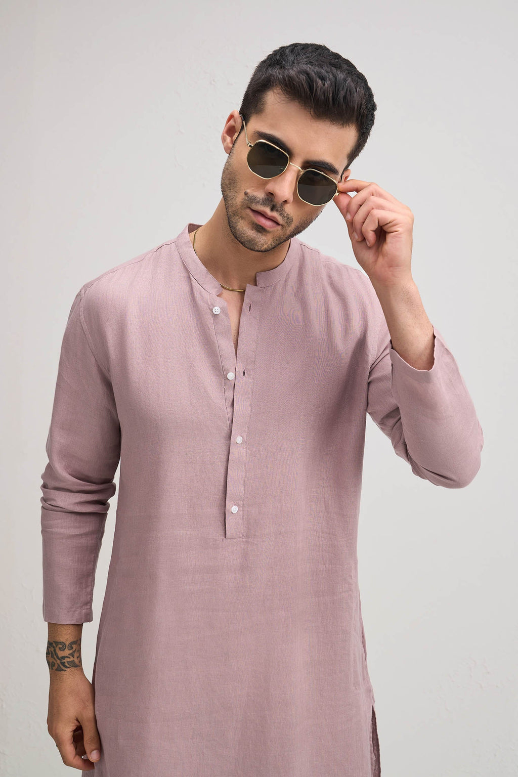 Irish Linen Kurta - Dusky Pink