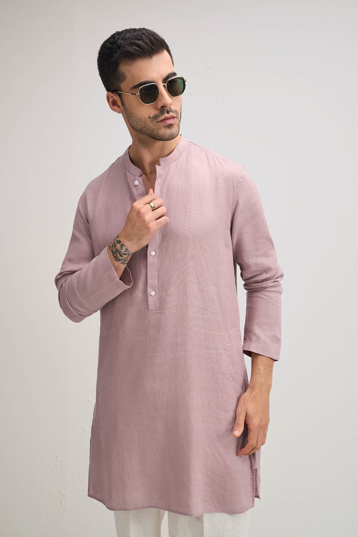 Irish Linen Kurta - Dusky Pink