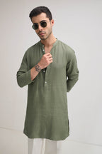 Irish Linen Kurta - Olive Green