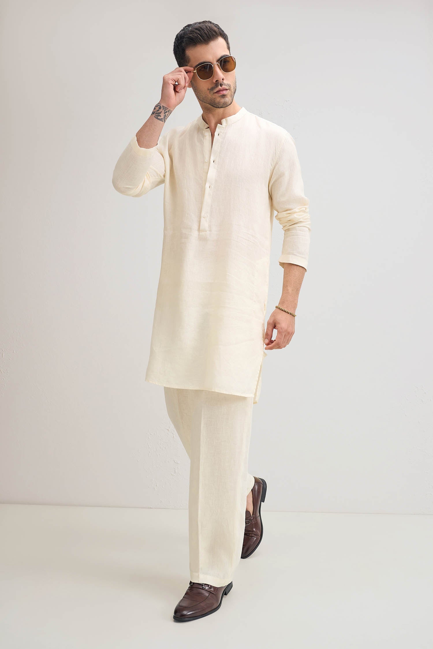 Irish Linen Kurta - Ivory