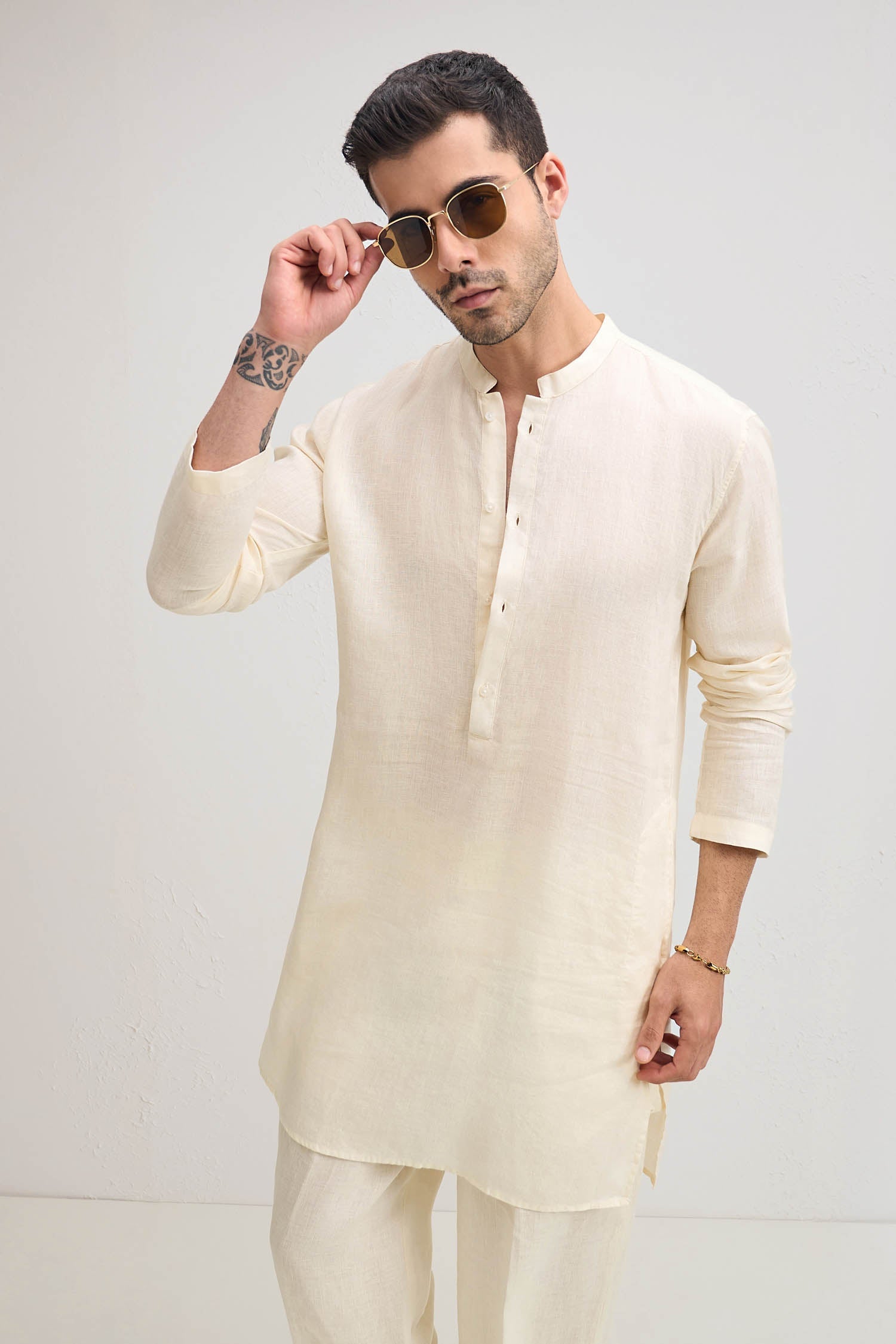 Irish Linen Kurta - Ivory
