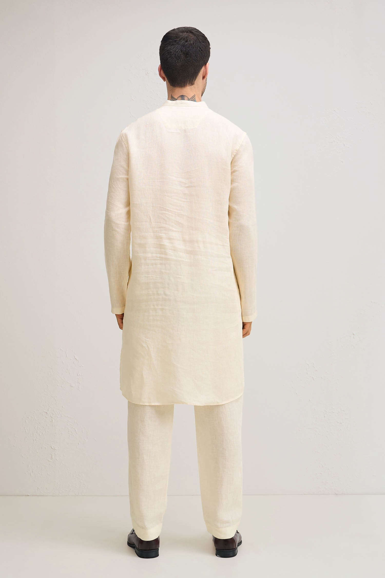 Irish Linen Kurta - Ivory Hue