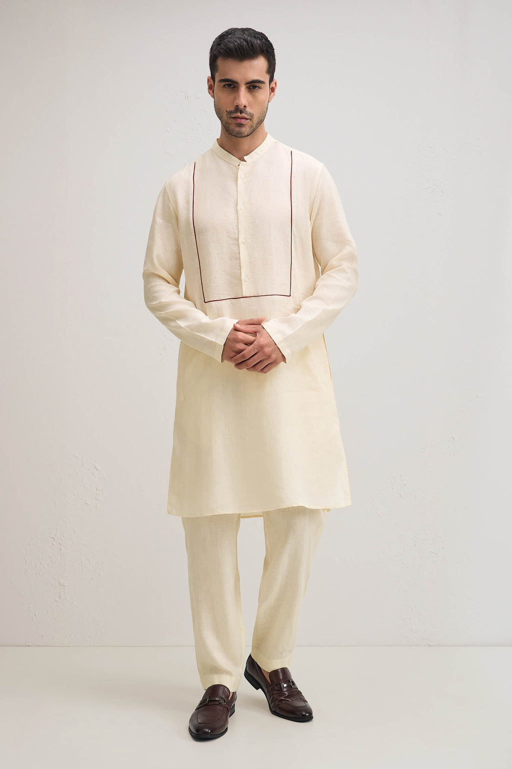 Irish Linen Kurta - Ivory Hue