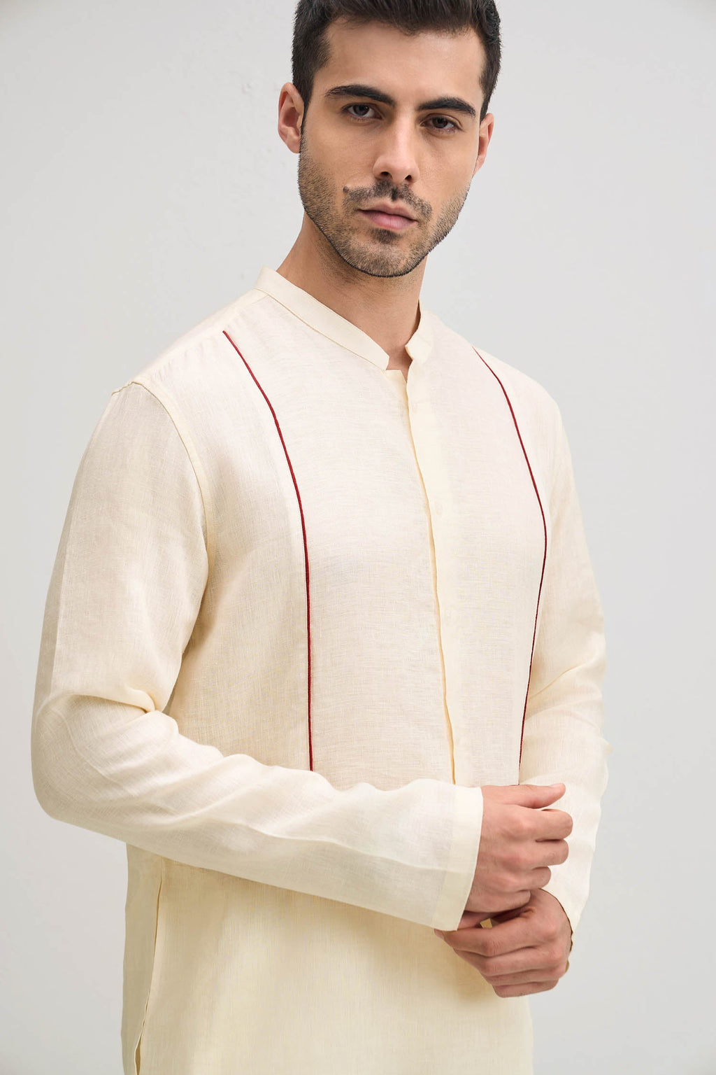 Irish Linen Kurta - Ivory Hue