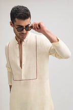 Irish Linen Kurta - Ivory Hue