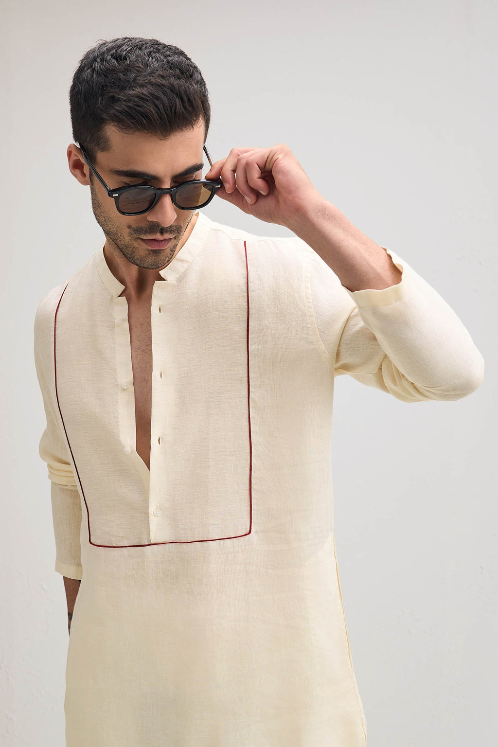 Irish Linen Kurta - Ivory Hue