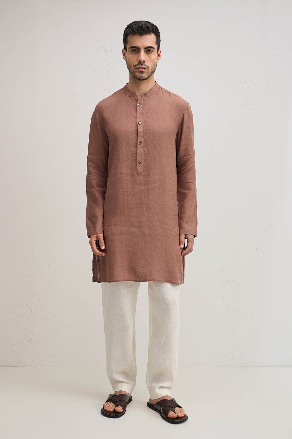 Irish Linen Kurta - Mocha(Brown)