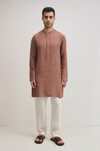 Irish Linen Kurta - Mocha(Brown)