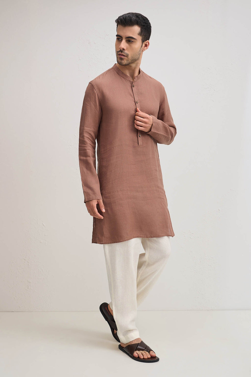 Irish Linen Kurta - Mocha(Brown)