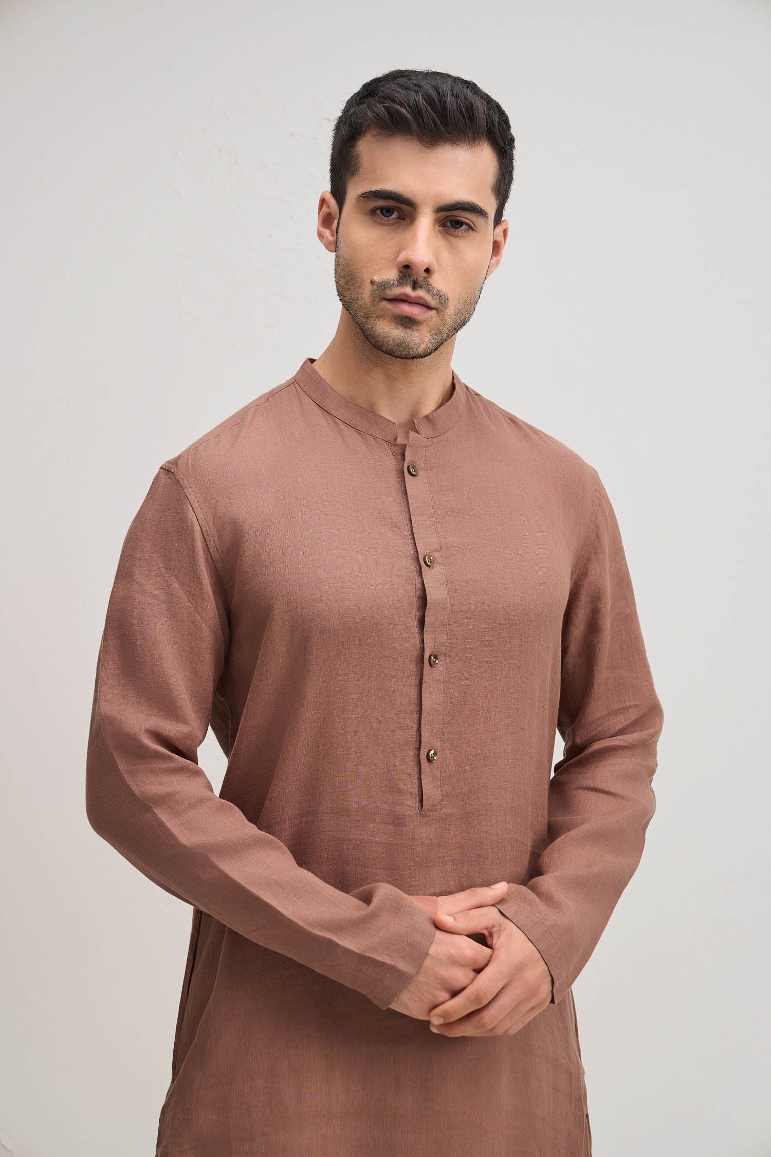 Irish Linen Kurta - Mocha(Brown)