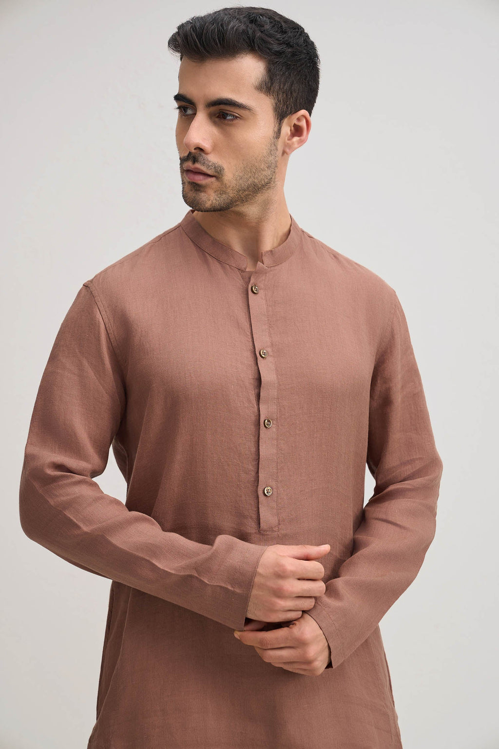 Irish Linen Kurta - Mocha(Brown)