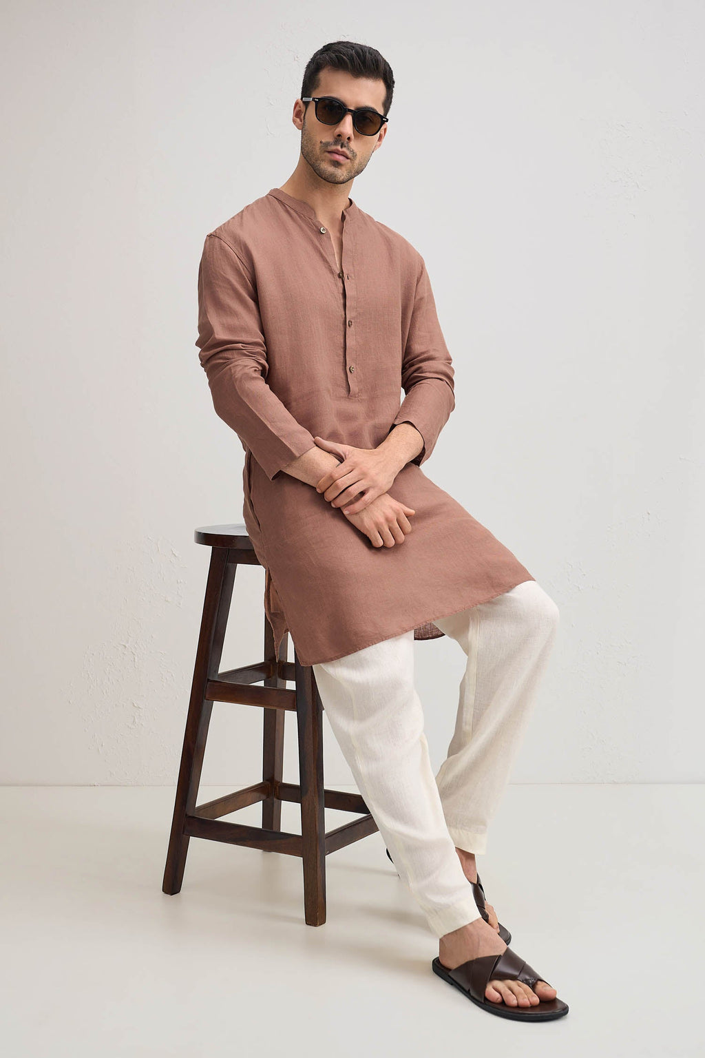 Irish Linen Kurta - Mocha(Brown)