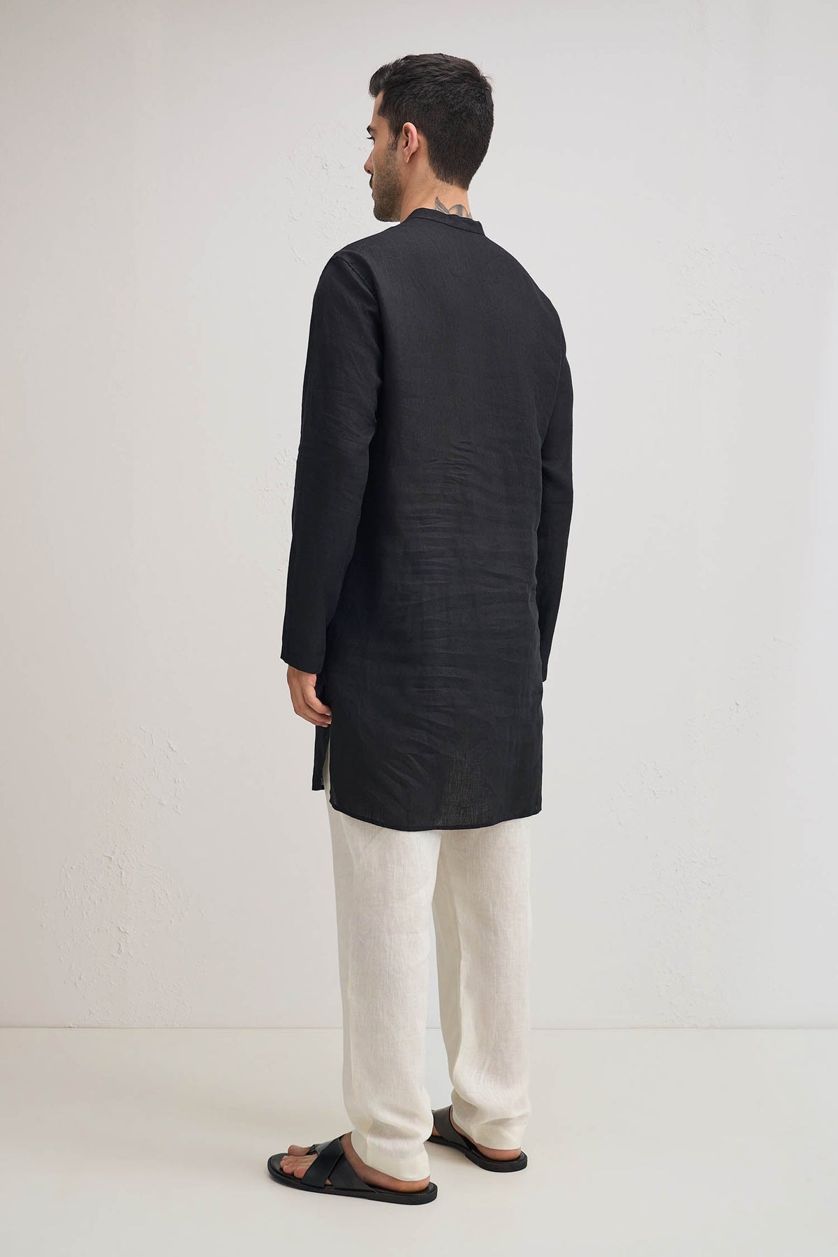 Irish Linen Kurta - Black