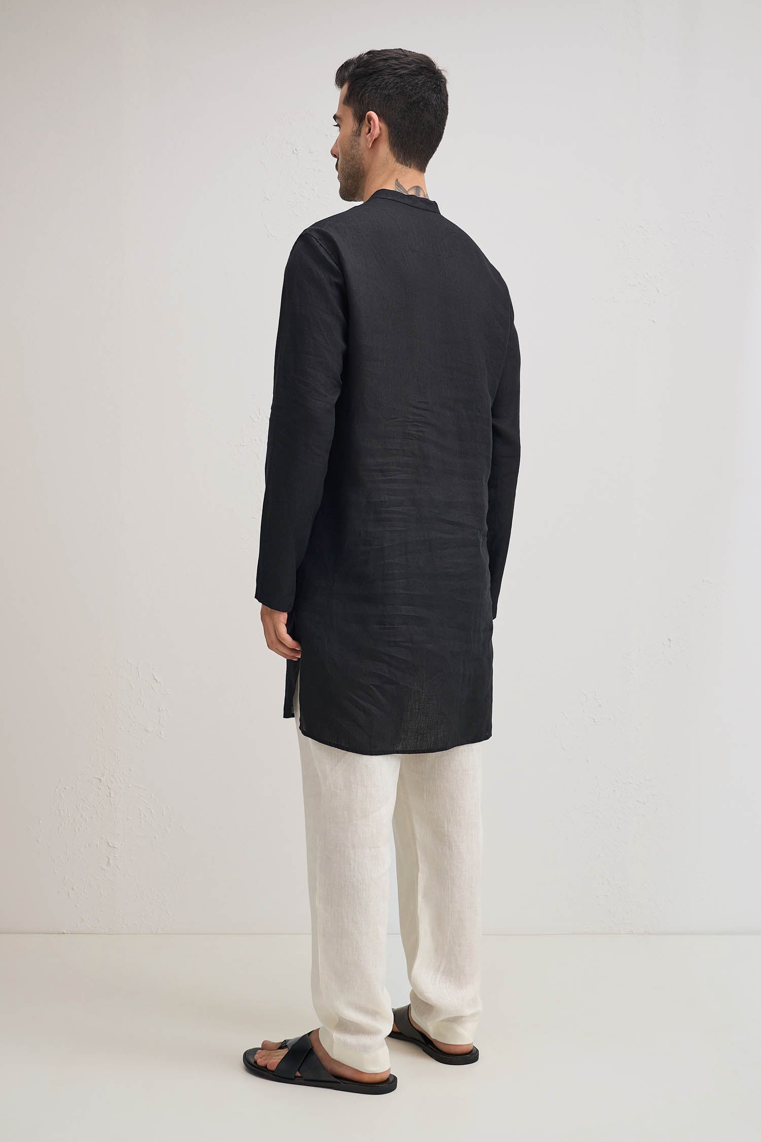 irish Linen Kurta - Black