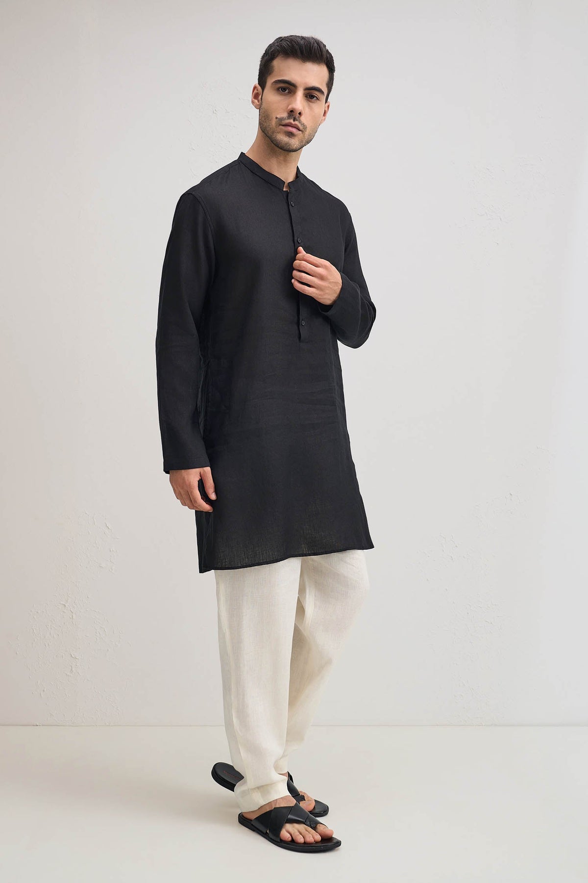 Irish Linen Kurta - Black