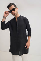 irish Linen Kurta - Black