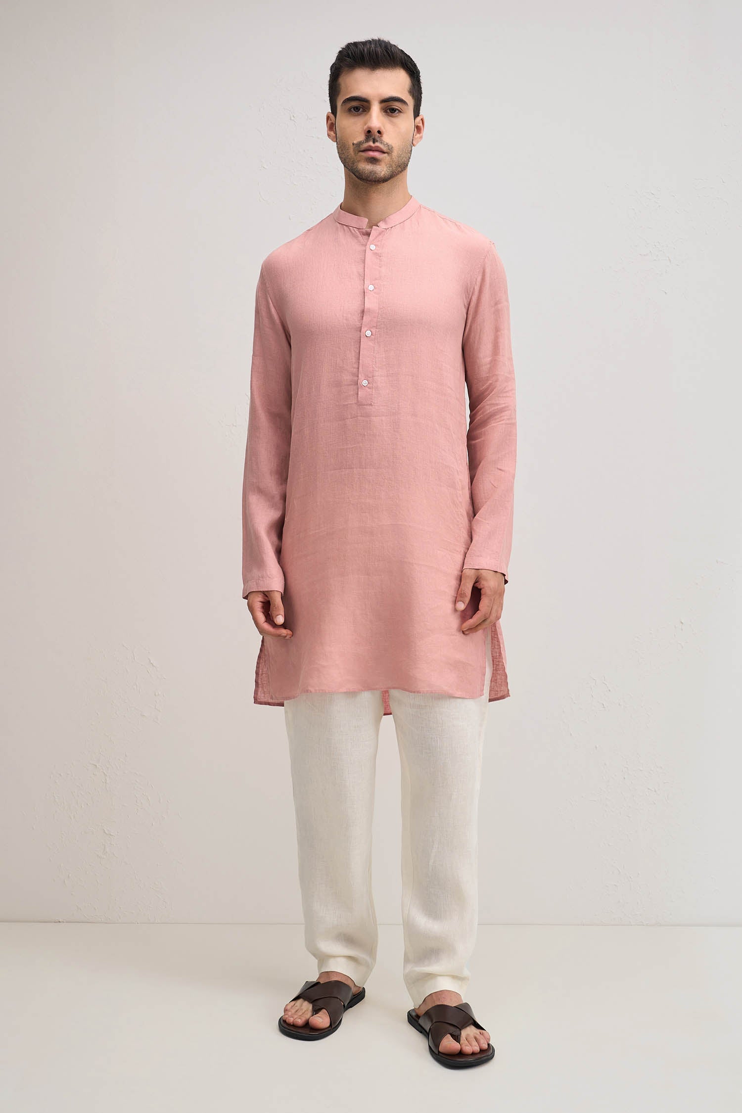 irish Linen Kurta - Rose Pink