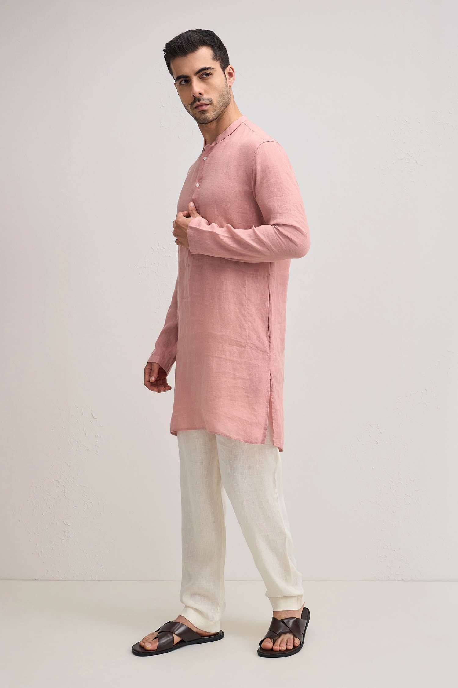irish Linen Kurta - Rose Pink