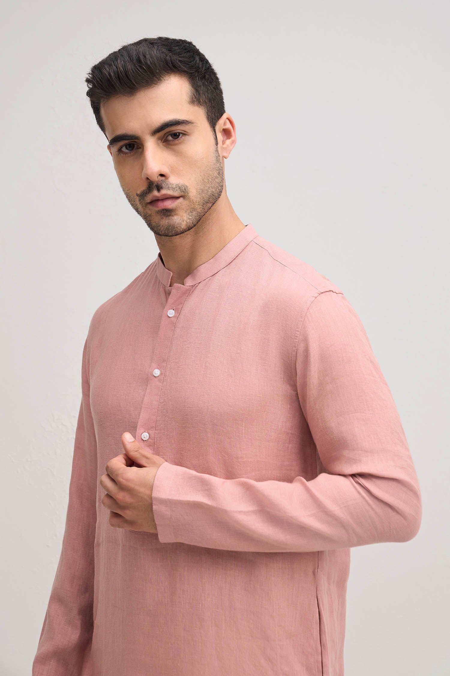 irish Linen Kurta - Rose Pink