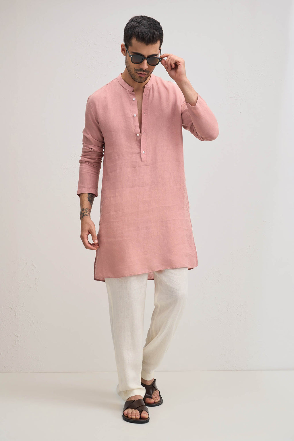 irish Linen Kurta - Rose Pink