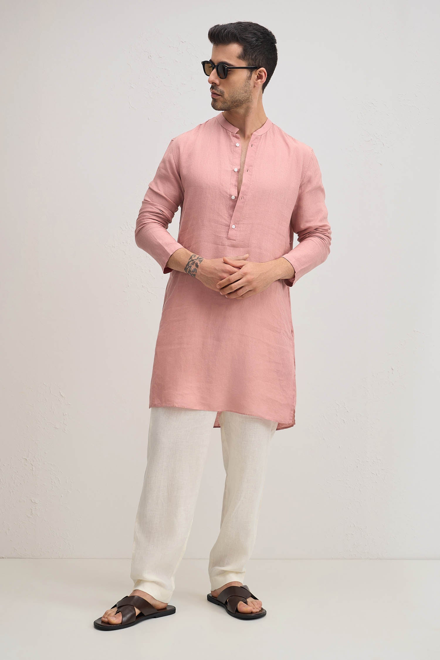 irish Linen Kurta - Rose Pink