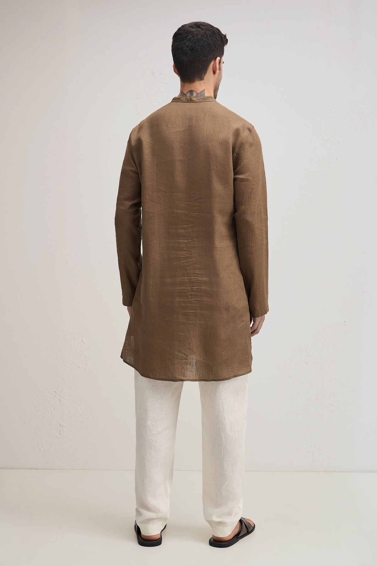 Irish Linen Kurta - Cocoa Brown
