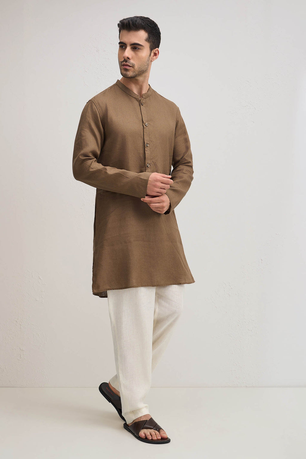 Irish Linen Kurta - Cocoa(Brown)