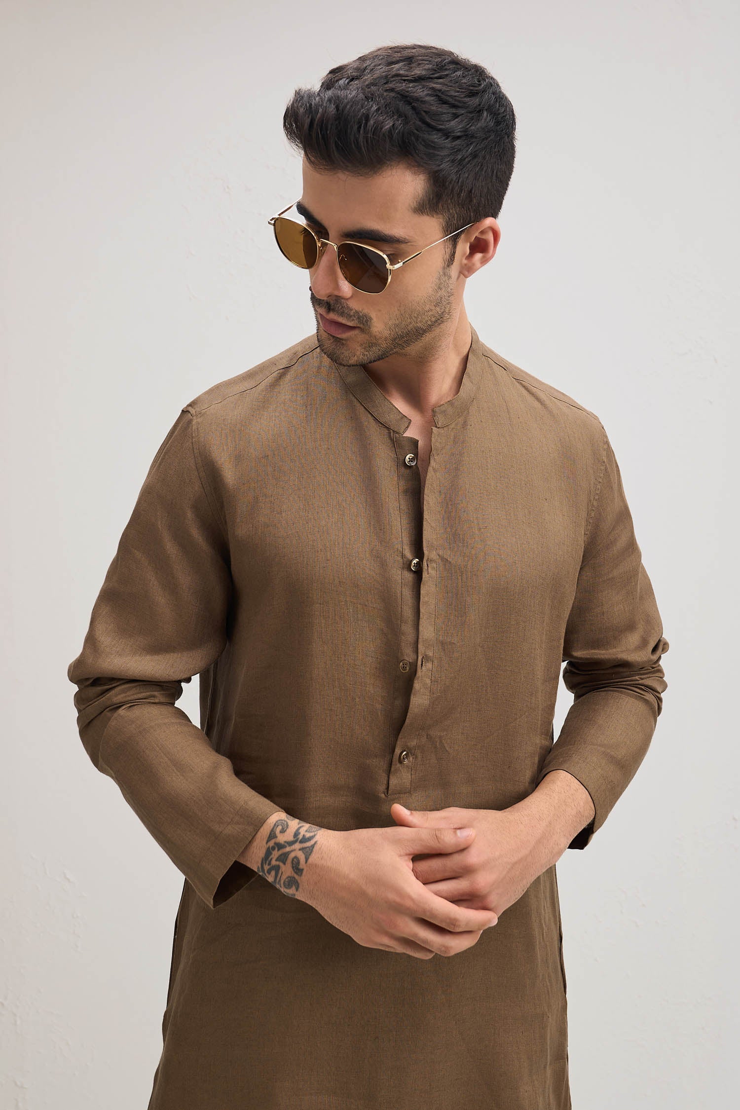 Irish Linen Kurta - Cocoa(Brown)