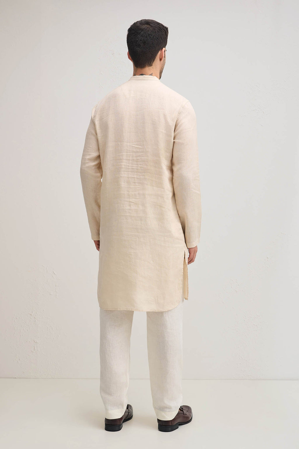 Outline Irish Linen Kurta - Beige