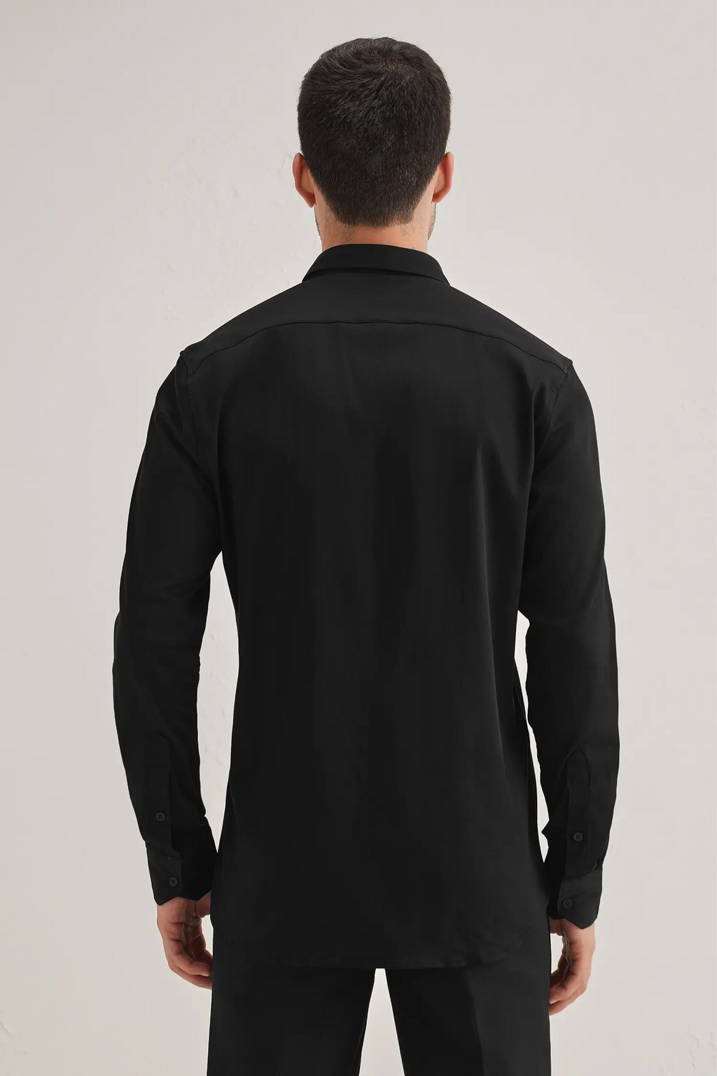 Shoulder leaves - Hand Embroidered Designer Shirt - Black
